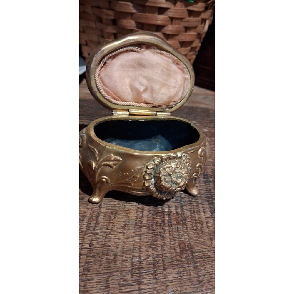 Victorian Art Nouveau Gold Ormolu Jewelry Or Trinket Box. Made In France